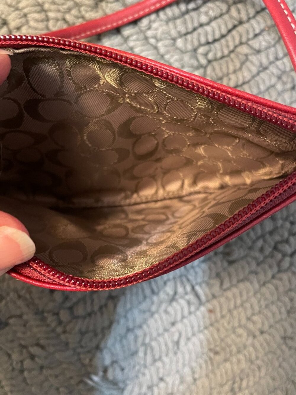 Coach Red Pebbled Leather Wristlet Wallet Vintage - Picture 6 of 6